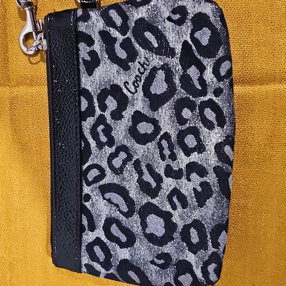Coach Wristlet Leopard Print-Madison Ocelot-silver and blk EUC